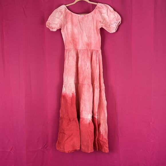 Ewamay hand dyed NWT pink hombre tie dye boho peasant Wendy dress, size small - Picture 3 of 7